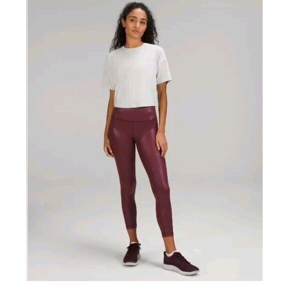 lululemon athletica Pants - NWT Lululemon Wunder Train HR Tight 25" *Foil -Radiate Foil Print Red Merlot 2